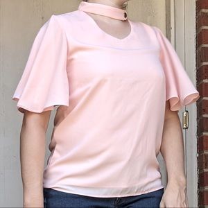 P. LUCA Blush Flutter Sleeve Blouse